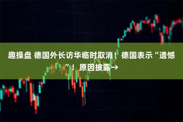 趣操盘 德国外长访华临时取消！德国表示“遗憾”！原因披露→