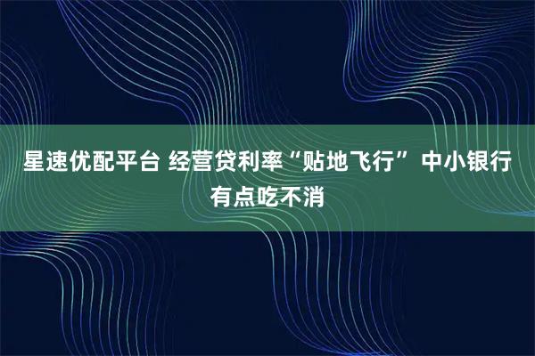 星速优配平台 经营贷利率“贴地飞行” 中小银行有点吃不消