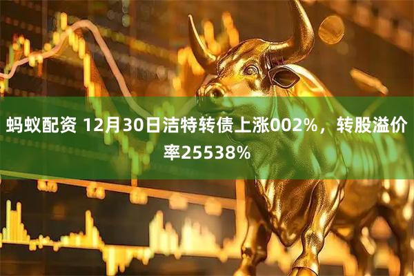 蚂蚁配资 12月30日洁特转债上涨002%，转股溢价率25538%